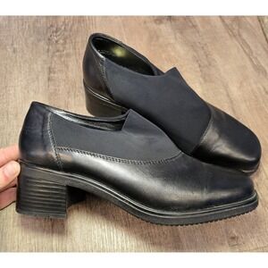 Rieker‎ Shoes Women's 9.5 Antistress Block Heel Slip-On Black Leather Shoes